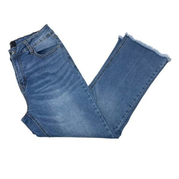 Pink Tartan Womens Flare Raw Hem Jean Size 2 - Picture 2 of 7